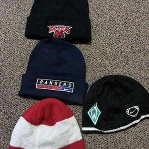 Lot Of 4 NHL Ice Hockey Beanie Hats Rangers Preussen Devils Knit One Size Adult